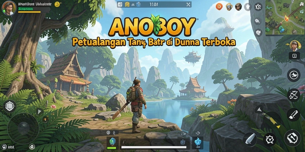 Tampilan gameplay ANOBOY yang menakjubkan di dunia terbuka.