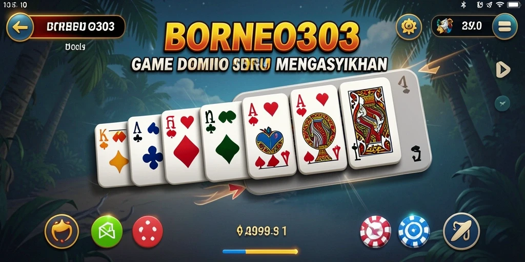 Tampilan grafis menarik dari gameplay Domino BORNEO303.