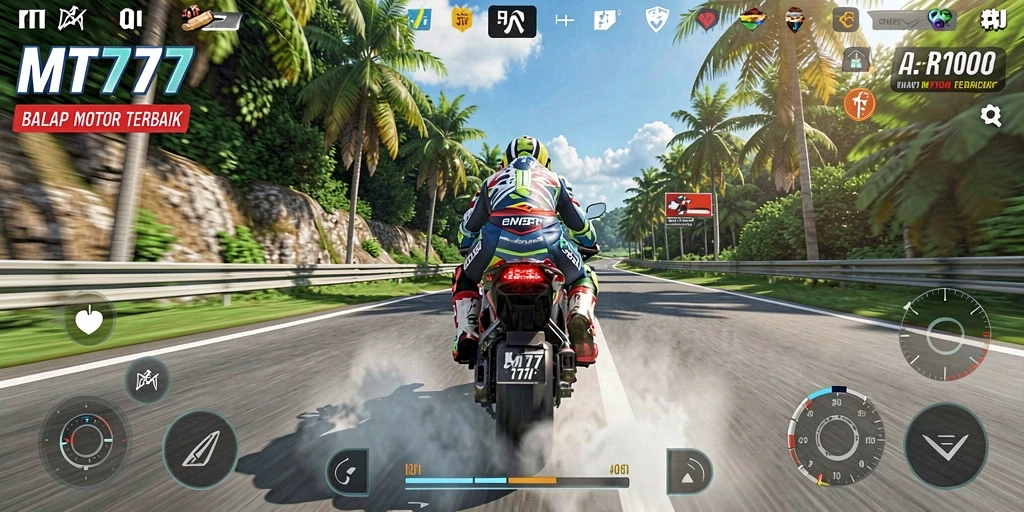 Gameplay balap motor yang penuh aksi dan seru dalam MT777.