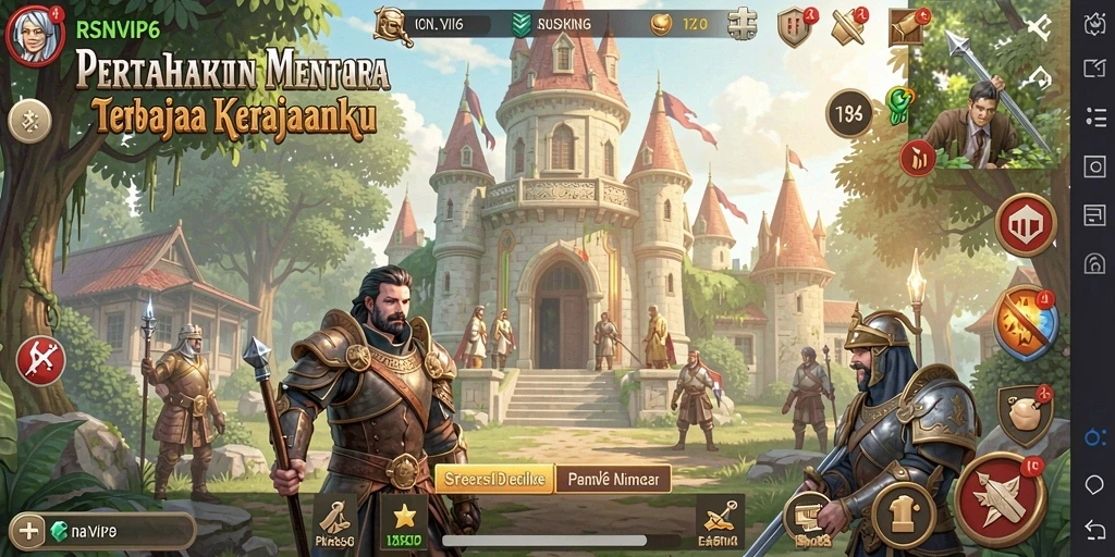 Screenshot gameplay RSNVIP6 yang menampilkan pertahanan menara yang strategis.