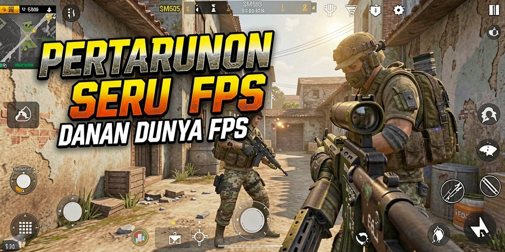 Screenshot gameplay SM605 menampilkan aksi tembak-menembak yang intens.