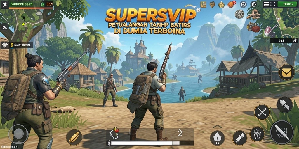 Tampilan menarik gameplay SUPERSVIP di dunia terbuka yang luas.