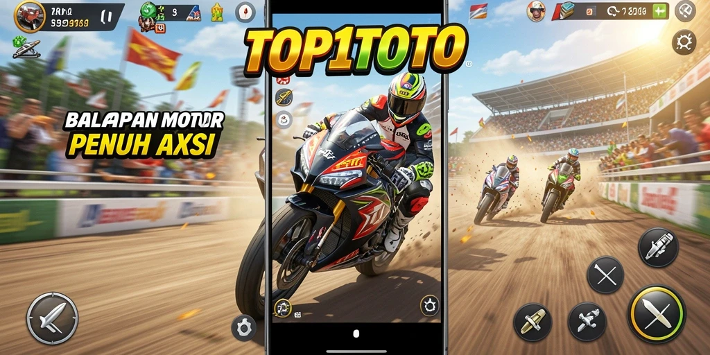 Gameplay intens di TOP1TOTO dengan balapan motor yang seru.