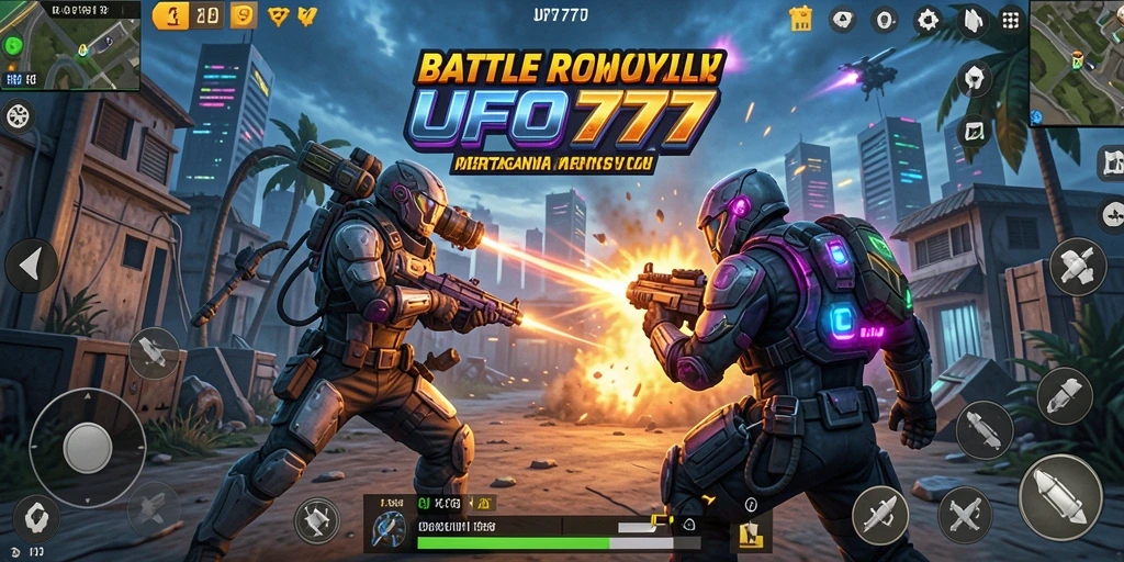 Tampilan gameplay menegangkan dalam UFO777 dengan pertempuran seru.